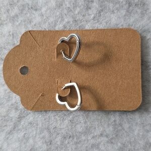 Silver Tone Heart Huggie Earrings 15mm